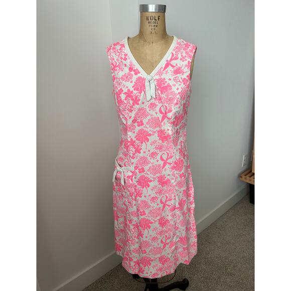 Lilly Pulitzer The Lilly Vintage 1960's Pink & White Floral V Neck Dress XS/S - Picture 1 of 9